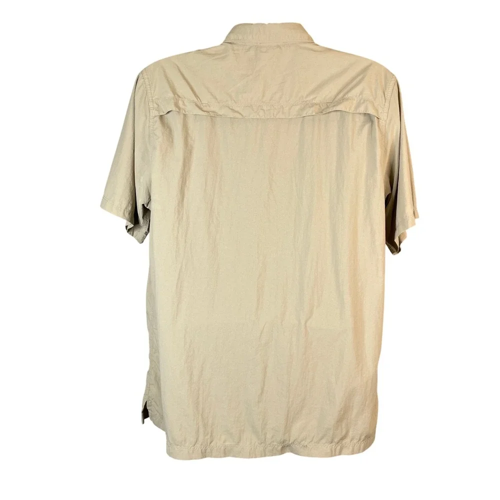 The North Face Men's Large Khaki Tan Ripstop Nylon Short Sleeve Hiking Shirt